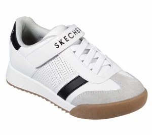 KIDS BOYS SKECHERS ZINGER RETROSTRIKE CASUAL TRAINER WHITE/BLACK SHOES UK 3 - Picture 1 of 5