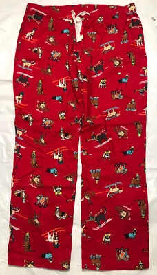 Old Navy 2018 Red Flannel PJ Lounge Pants Mens Size XL Dogs Skiing Sleds NWT - Image 1 of 4