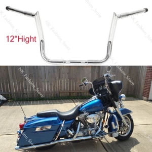 For Harley Electra Glide FLHT 1982-2022 Chrome 12" Rise Ape Hanger Bar Handlebar - Picture 1 of 9