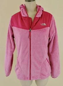 THE NORTH FACE OSO HOODIE Girls XL 18 Pink Two Tone Fuzzy Zip Hood Winter Jacket - Picture 1 of 7