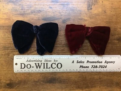 Vintage Red, Blue Velvet Disco Bow Ties - Get Up And Boogie - Image 1 of 4