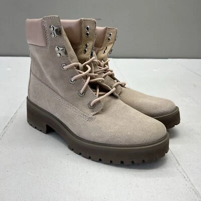 Timberland Rosa Claro Carnaby Genial Gamuza Cuero Botas Talla Mujer’s Talla 9 NUEVAS Foto 1 de 4