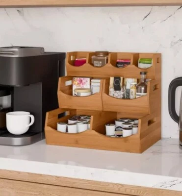 SEVILLE CLASSICS Seville Bamboo Stackable Bin Organizer, 4-piece