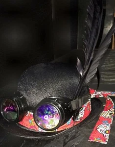 Cappello Bowler Steampunk Con Occhiali Gotici Cyber Retro Cosplay Dieselpunk - Picture 1 of 5