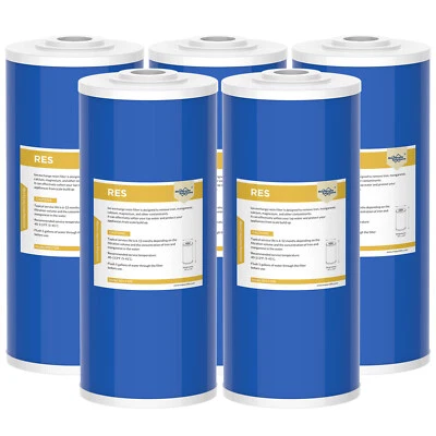 6 Pack 10"x4.5" Ion Exchange Resin Whole House Water Softener Filter Cartridges - Image 1 of 4