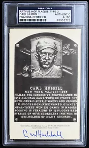 Carl Hubbell Auto Signed Artvue Type 2 Hall of Fame Postcard Died 1988 + PSA/DNA - Picture 1 of 2