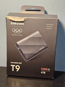 SAMSUNG T9 Portable SSD 4TB USB 3.2 Gen 2x2 External Solid State Drive PG4T0B/AM - Afbeelding 1 van 5