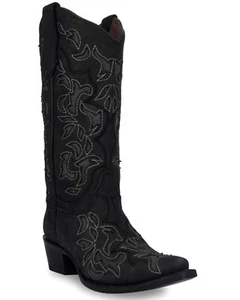 Botas occidentales para mujer Corral con incrustaciones y bordados negras/grises - punta de corte L6033 - Imagen 1 de 4