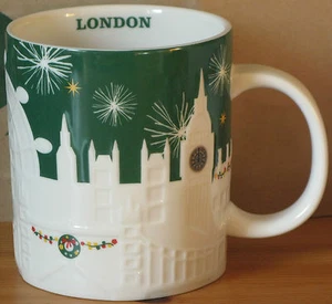 Starbucks Christmas London Relief Grün, 16 oz mit SKU, HTF Sonderedition 2015 - Bild 1 von 5