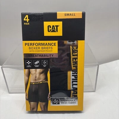 Paquete de 4 calzoncillos boxer Caterpillar para hombre pequeños CAT Comfort Core negros 28-30 (B2 Foto 1 de 4