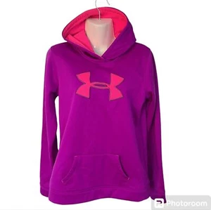 Youth XL PURPLE/PINK Under Armour Fleece Printed Big Logo Sweatshirt Hoodie - Picture 1 of 12