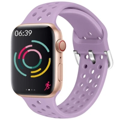 Silicone Strap for Apple Watch Band 44mm 42mm 40mm 38mm. Soft, Light Sport Band. - Image 1 of 4