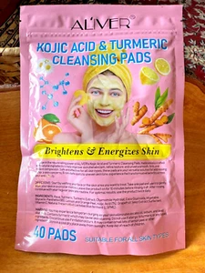 Aliver Kojic Acid & Turmeric 40 cleansing pads Brightens & Energizes Skin - Picture 1 of 3
