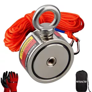 Strong Fishing Magnet Kit 150KGX2 N52 Magnetic Metal Treasure Hunt 20M ROPE - Picture 1 of 7