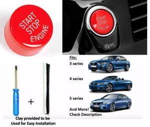 Red Push Start Fits BMW Start Stop Engine Button Cover Fits F30 F80 F10 F12 335i - Picture 1 of 6