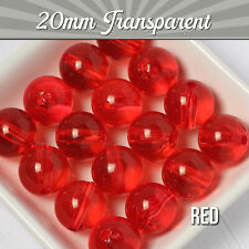 20mm Red Transparent Chunky Gumball Beads, 20 Beads Per Pack, Bubblegum Beads
