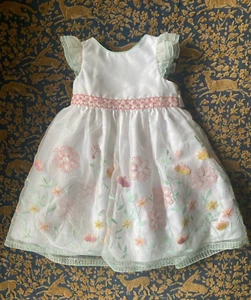 Abito bianco primavera floreale Laura Ashley taglia 2T sottoveste intera Pasqua - Foto 1 di 4