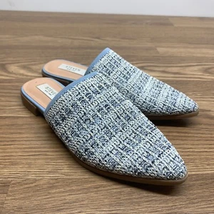 STEVEN NEW YORK Valera Mule, Color Blue And White Knit Fabric, Pointed Size 7.5 - Picture 1 of 11