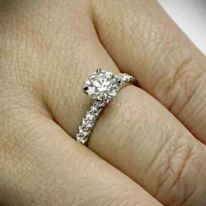 1.40 ct Diamond Engagement Ring Round Cut Lab Created IGI 14k White Gold - Picture 1 of 11