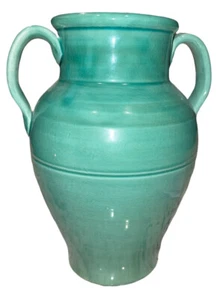 Vintage 9.75" Rare Italian Jade Blue/Green Pottery Barn Earthenware Ceramic Vase - Picture 1 of 12