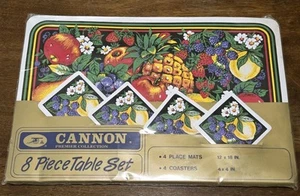 FRUITS Vintage Cannon Premier Collection 8-Piece Table Set Place Mats Coasters - Picture 1 of 9