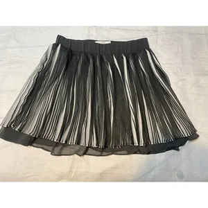 Pleated Goth Black White Skirt Medium Elastic Waist Steampunk Chic Edgy - Picture 1 of 7