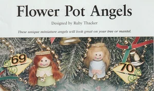 Flower Pot Angels Ornaments - PLASTIC CANVAS PATTERN - Removed from Magazine - Picture 1 of 2