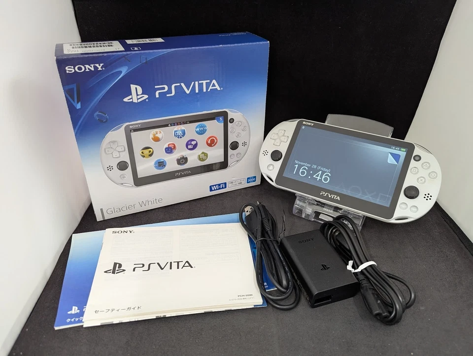 B976 Sony PS Vita PCH-2000 console Glacier White Handheld system w/box memory fx - Image 1 of 4