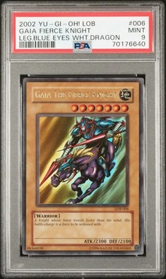2002 Yu-Gi-Oh Gaia The Fierce Knight Legend Of Blue Eyes LOB 006 PSA 9 Mint - Image 1 of 2
