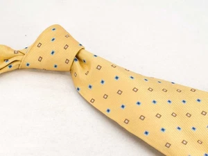Corbata de seda Brooks Brothers 346 amarillo azul foulard para hombre corbata ancha de diseñador nueva sin etiquetas - Imagen 1 de 4