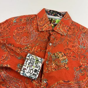 Robert Graham CITRUS (M) besticktes Leinen Paisley Flip-Cuff Hemd RAR! - Bild 1 von 13