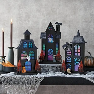 Member's Mark Pre-Lit Metal Halloween Houses, Set of 3 - Picture 1 of 6
