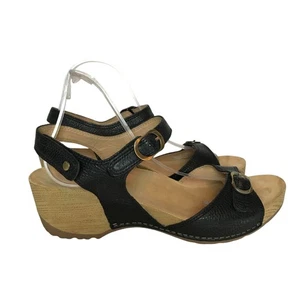 Dansko Damen-Riemchensandale schwarz Leder Keilabsatz 8–8,5/39 - Bild 1 von 10