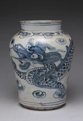 Jarrón de dragón dinastía Joseon coreano / H 22,5 [cm] , 1900 g Foto 1 de 4