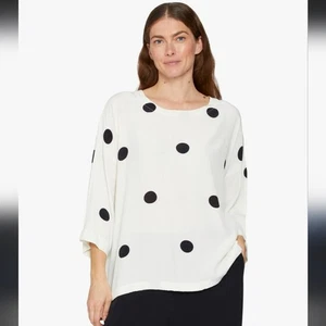 Masai Copenhagen Bluse weiß schwarz gepunktet Größe Large Knopf hinten MCM Mod - Bild 1 von 6