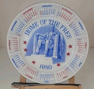 Placa de calendario gratis Spencer Gifts Home Of The Free Abe Lincoln Memorial E5 1980 de colección - Imagen 1 de 2
