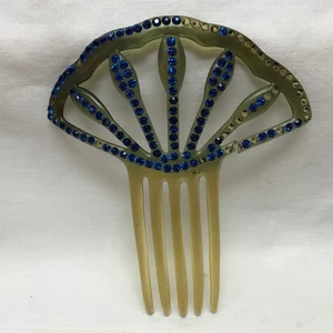 Vintage Ladies Hair Pick Blue Stones - Picture 1 of 10