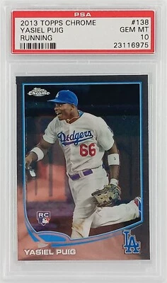2013 Topps Chrome - #138 Yasiel Puig - Dodgers - Running - Rookie -PSA 10 GEM MT - Image 1 of 3