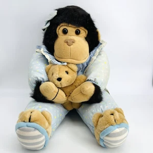 De colección 1993 Peluche Creations Mono Chimpancé/Oso de Peluche Azul Pijamas y Zapatillas Peluche - Imagen 1 de 15