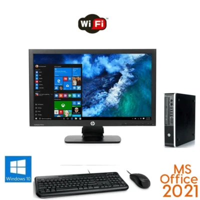HP Dual Core 500GB SSD Ultra Small Desktop Computer Win10 PC 22" LCD Office 2021 - Image 1 of 3
