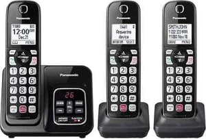 Panasonic Cordless Phone Contrast Display, Expandable System with 3 Handsets Blk - Picture 1 of 10