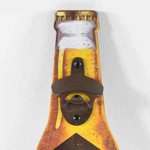 40cm Wall Mounted Beer Bottle Opener Rustic Wood Cap Catcher Bar Man Cave - Picture 1 of 5