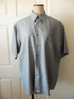 Burma Bibas Classics Blue White Fancy Check Rayon Polyester Short Sleeve Shirt L