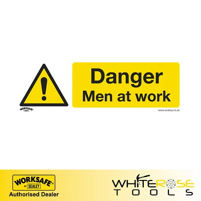 Sealey Danger Men At Work Warning Safety Sign Self-Adhesive Vinyl Pack of 10 - Image 1 of 2
