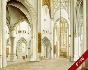 IGLESIA INTERIOR DE SAN BAVO HAARLEM PAÍSES BAJOS PINTURA ARTÍSTICA IMPRESIÓN DE LIENZO REAL - Imagen 1 de 1