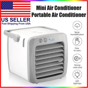 Portable Mini Air Conditioner Desktop Fan Space Cooler USB For Car Bedroom New - Picture 1 of 10