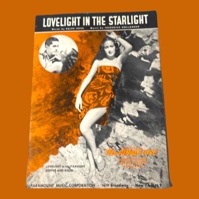 Dorothy Lamour Love Light In The Starlight Sheet Music Her Jungle Love 1939 VTG - Image 1 of 4