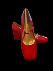 Women Mid Chunky Heel Square Toe Ankle Strap Mary Jane Dress Pump Shoes SZ 8.5 - Picture 1 of 8