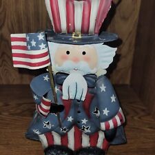 ‘Uncle Sam’ Tin Lantern ~ Red, White and Blue with handle ~ 11” ~ Votive