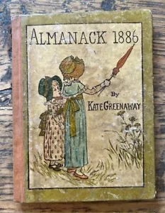 Antik Kate Greenaway Almanack 1886 farbig illustriertes Miniaturbuch Kalender - Bild 1 von 5